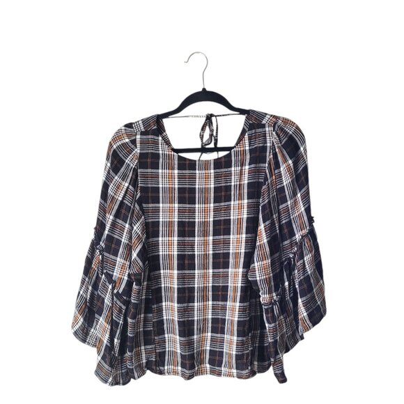 Maurices Kimono Sleeves Plaid Blouse - Picture 2 of 7